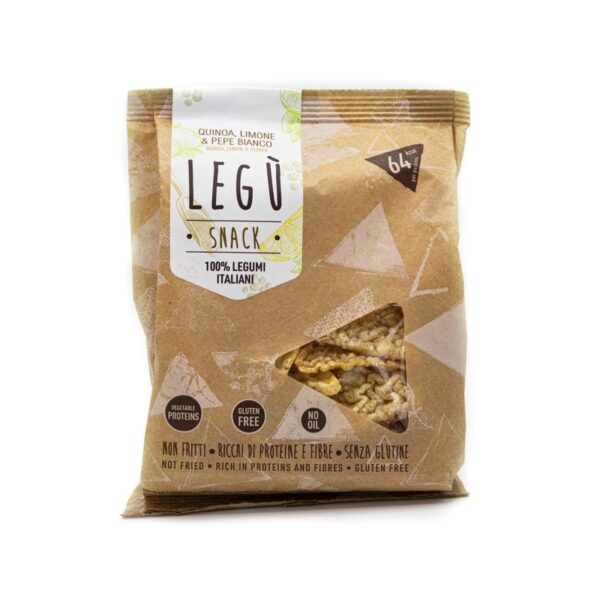 SNACK TRIANGOLARE QUINOA, LIME E PEPE BIANCO (8 Confezioni) - LEGU' - I migliori prodotti Made in Italy da Fiera di Monza Shop - Solo 31.20€! Acquista subito su Fiera di Monza Shop!