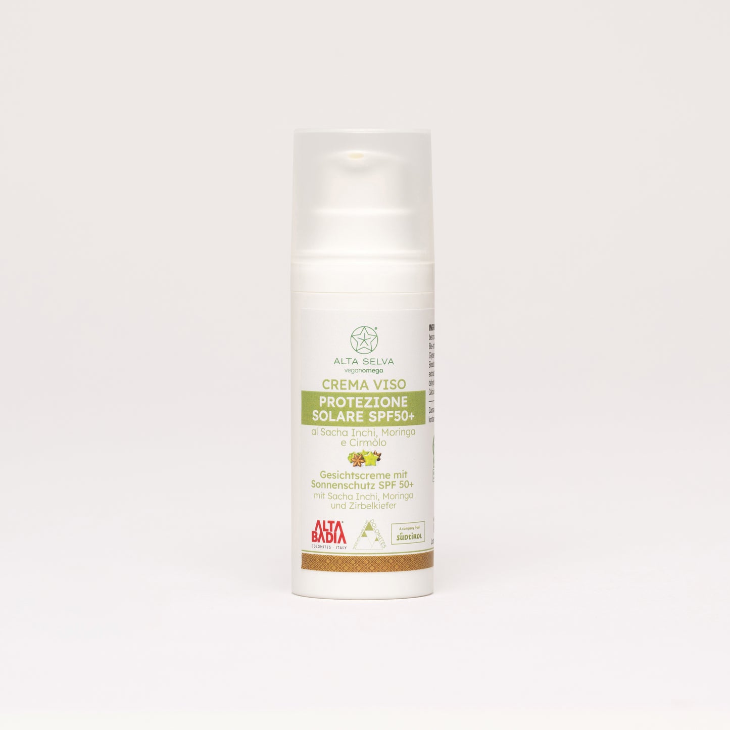 Crema Viso Protezione Solare SPF50+ al Sacha Inchi, Moringa e Cirmòlo