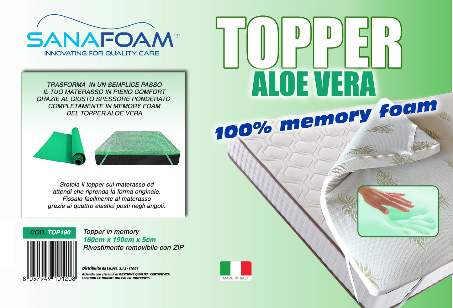 Topper in Memory Foam - SANAFOAM - I migliori prodotti Made in Italy da Fiera di Monza Shop - Solo 89€! Acquista subito su Fiera di Monza Shop!